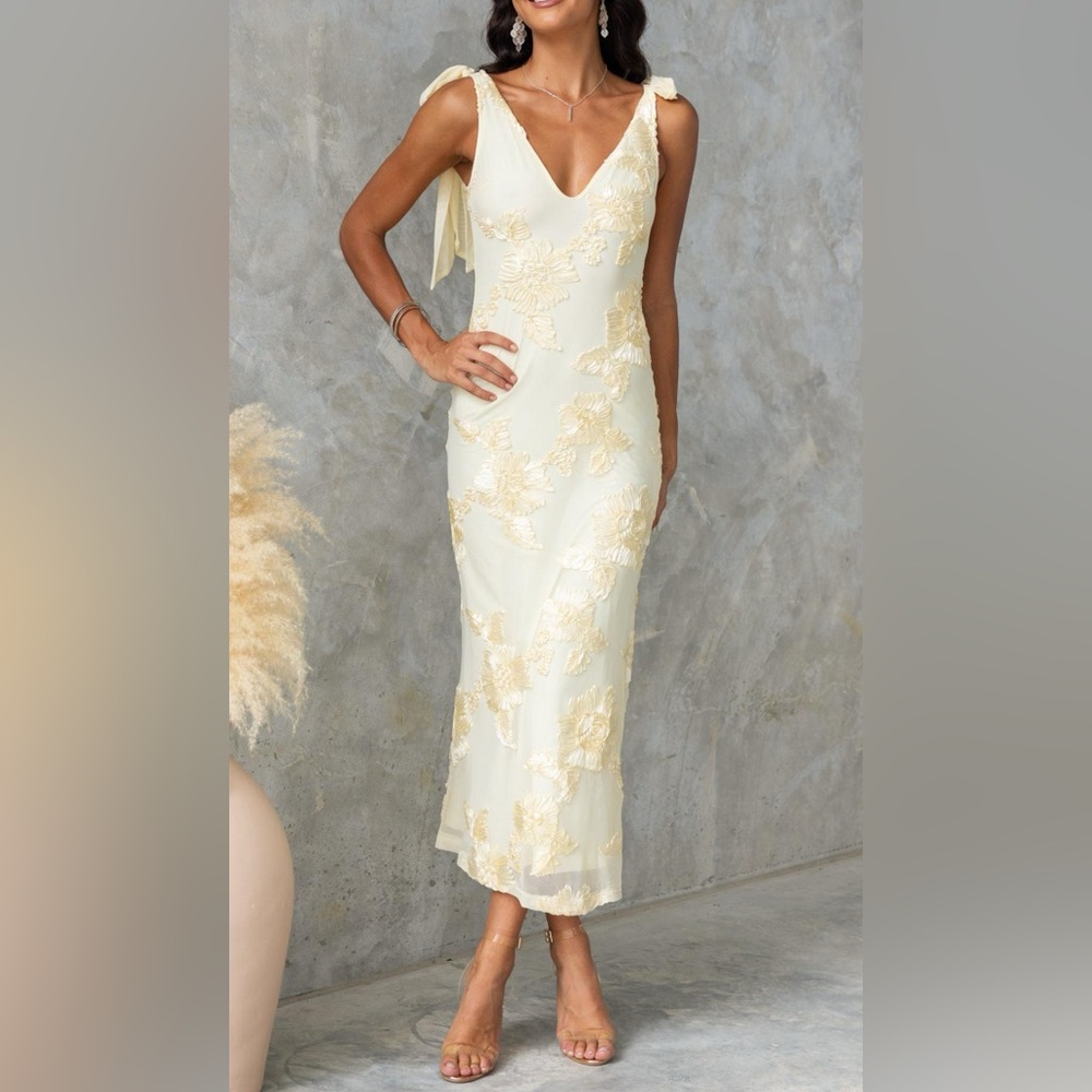 Elegant Yellow Floral Dress